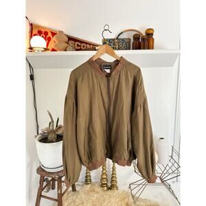 Vintage 1980s Sharper Image Bomber Satin/Silk Jacket Medium
